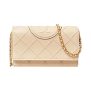 Tory Burch Fleming Chain Wallet New Cream