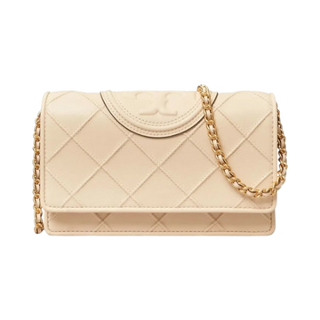Tory Burch Fleming Chain Wallet New Cream