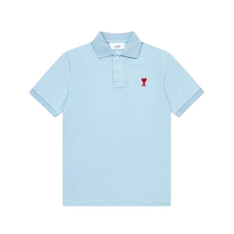 Ami De Coeur polo shirt in sky blue organic cotton piqué