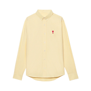 AMI Paris Ami De Coeur Button Down Cotton Shirt Yellow