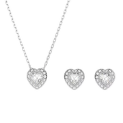 Swarovski® Ss25 Capsule Women's Base Metal Set: Necklace + Earrings - Silver 5720849