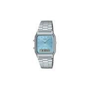 Casio Vintage AQ-230A-2A1MQYDF Quartz Ice Blue Dial Analog Digital Stainless Steel Watch