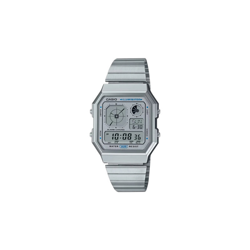 Casio Vintage A130WE-7ADF Quartz Silver Dial Digital Stainless Steel Watch