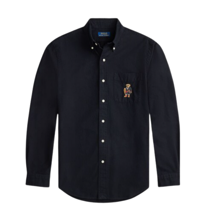Polo Ralph Lauren  Men Black Polo Bear Custom-Fit Oxford Shirt