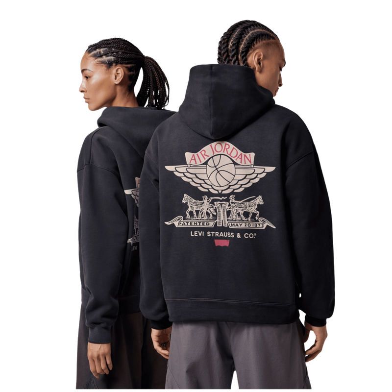 Jordan X LEVIS HOODIE BLACK/PALE IVORY-GYM RED