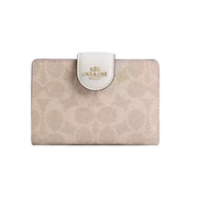 Coach Medium Corner Zip Wallet In Signature Canvas  signature canvas/Gold/Sand/Chalk