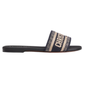 Dway Slide Deep Blue Embroidered Cotton