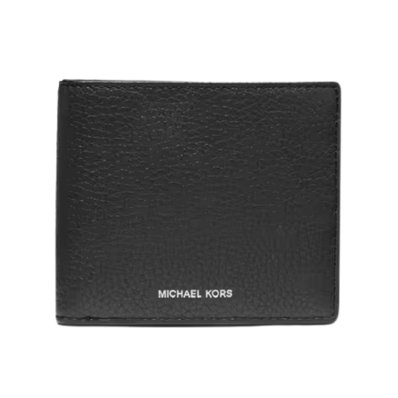 MICHAEL KORS Hudson Pebbled Leather Slim Billfold Black  Wallet