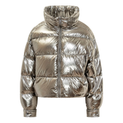 Michael Kors Metallic Puffer Jacket Silver Tone