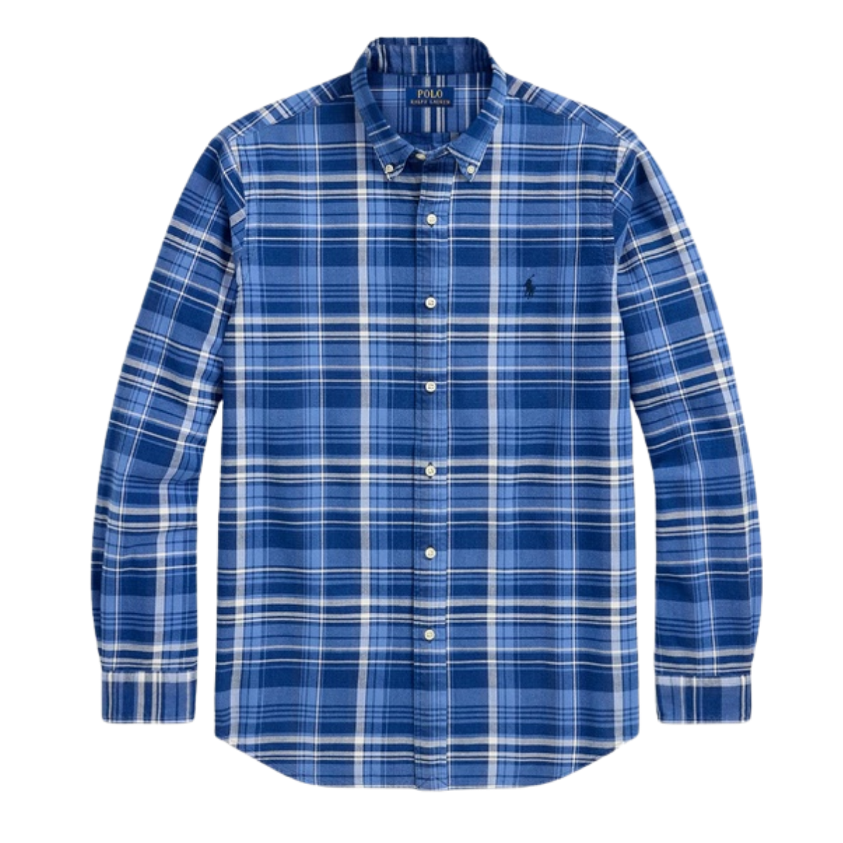 Polo Ralph Lauren Classic Fit Plaid Oxford Shirt Indigo & White Multi