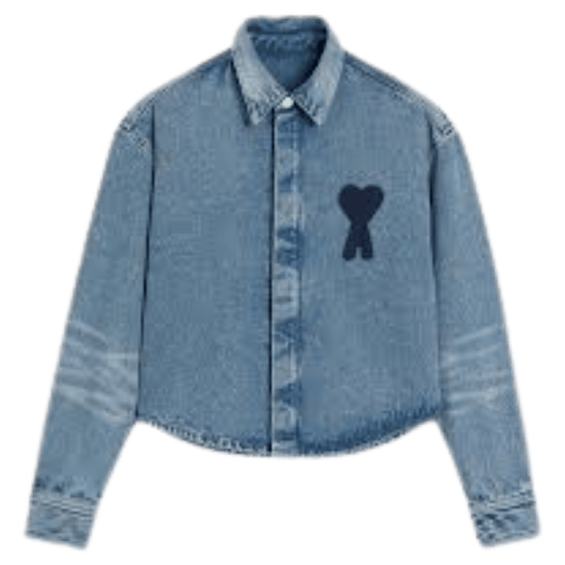 AMI Paris Women's ADC Cropped Denim Shirt blue
