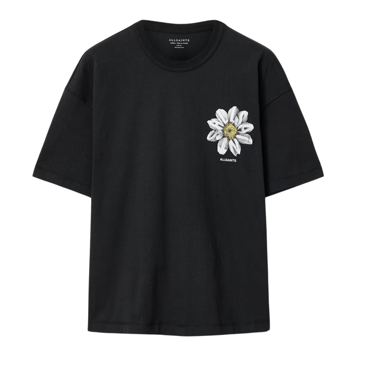 ALL SAINTS Petals Boxy Short Sleeve Graphic T-Shirt Washed Black