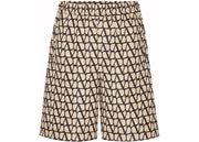 Valentino Allover Logo Silk Bermuda Beige/Black