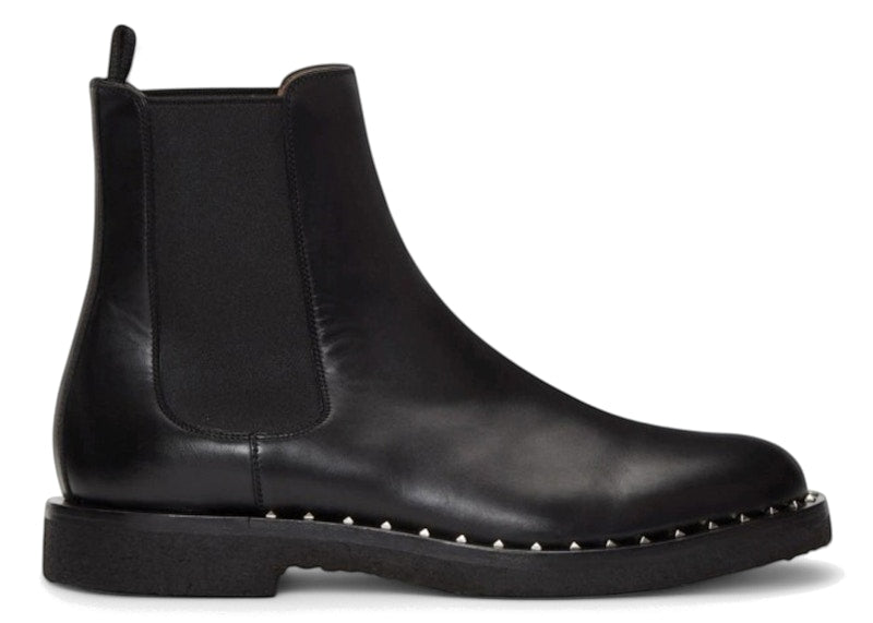 Valentino Garavani Leather Soul Rockstud Chelsea Boots Black