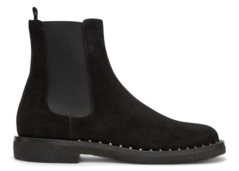 Valentino Garavani Suede Soul Rockstud Chelsea Boots Black