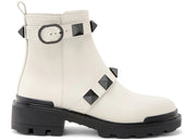 Valentino Roman Stud Combat Boot Ivory (Women's)