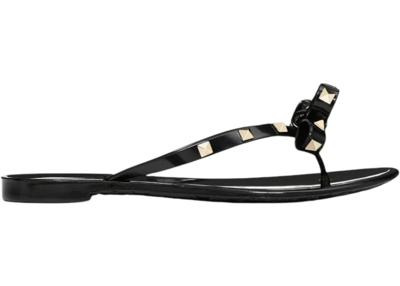 Valentino Rubber Rockstud Thong Sandals Black (Women's)