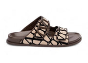 Valentino V Logo Toile Iconographe Slide Beige