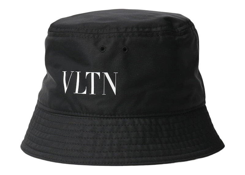 Valentino VLTN Logo Nylon Bucket Hat Black/White