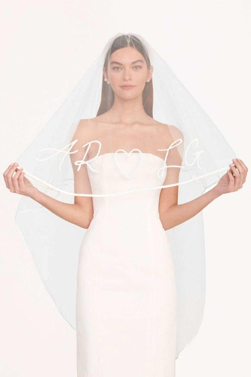 CUSTOM EMBROIDERED INITIALS VEIL