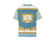 Versace All Over Logo Pique Polo Shirt Blue Multi