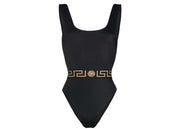 Versace Greca Print One-piece Swimsuit Black