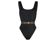 Versace Greca Print One-piece Swimsuit Black