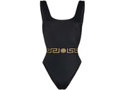 Versace Greca Print One-piece Swimsuit Black
