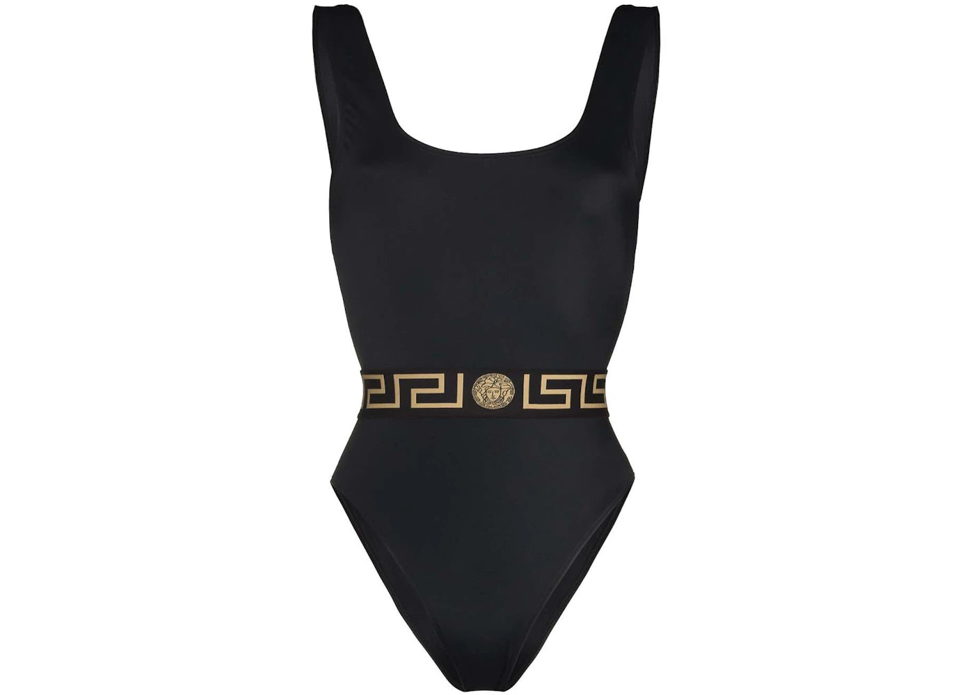 Versace Greca Print One-piece Swimsuit Black