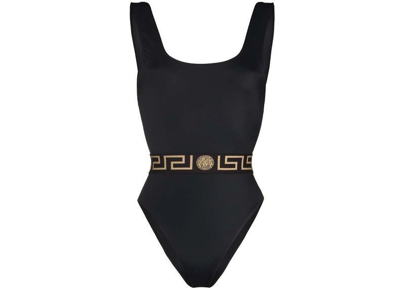 Versace Greca Print One-piece Swimsuit Black