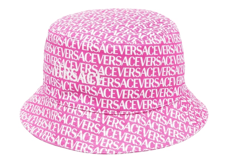 Versace Logo Print Bucket Hat Pink