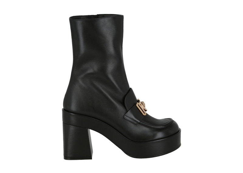 Versace Medusa Chain Booties Black Leather (Women's)