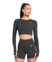 Gymshark Vital Seamless 2.0 Crop Top - Black Marl