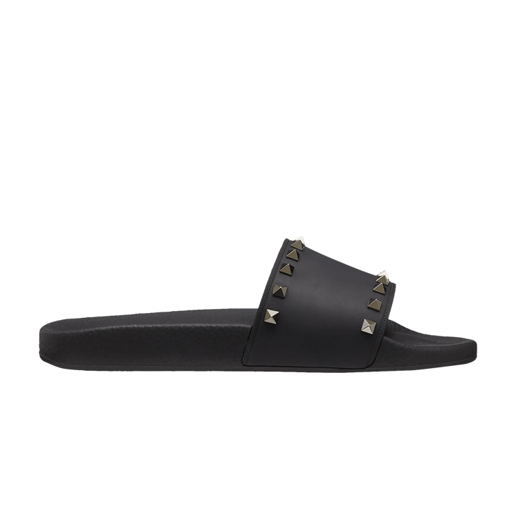 Valentino Rockstud Rubber Slider Sandal Black
