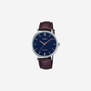 Casio Enticer LTP-VT01L-2BUDF Quartz Blue Dial Analog Brown Leather Strap Watch