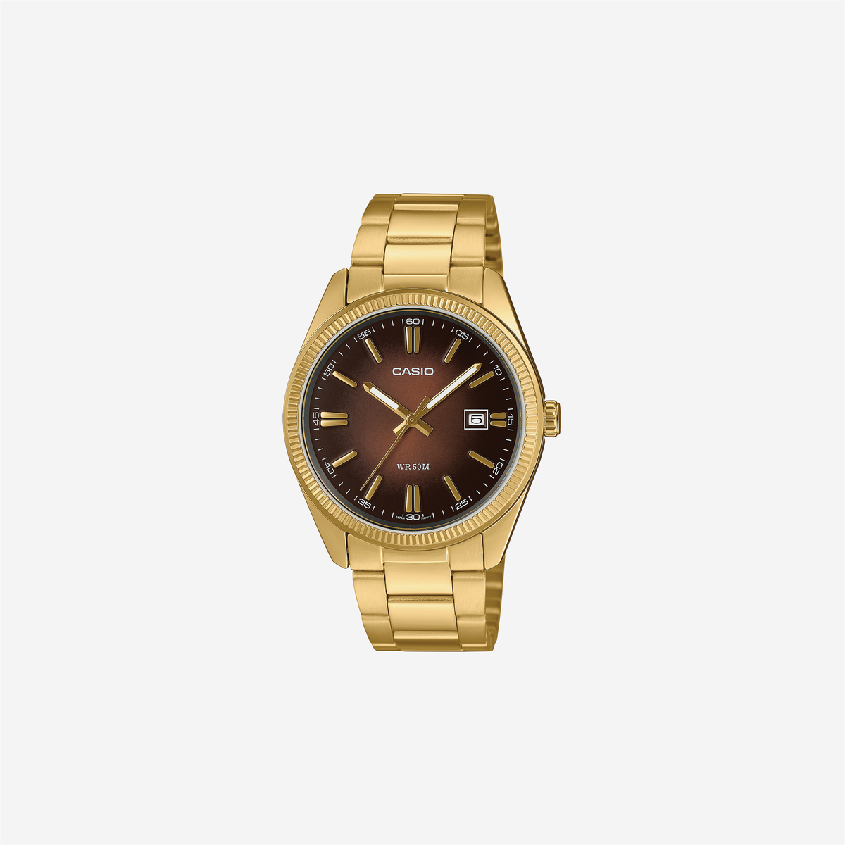 Casio Enticer MTP-1302PGC-5AVEF Quartz Brown Dial Analog Stainless Steel Watch