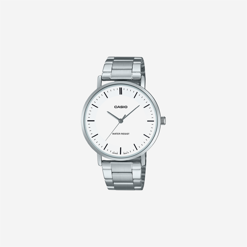 Casio Enticer MTP-VT04D-7EDF Quartz White Dial Analog Stainless Steel Watch
