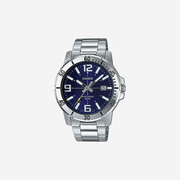 Casio Enticer MTP-VD01D-2BVUDF Quartz Blue Dial Analog Stainless Steel Watch
