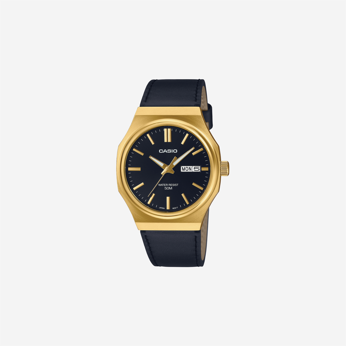 Casio Enticer MTP-E735GL-1AVDF Quartz Black Dial Analog Leather Watch