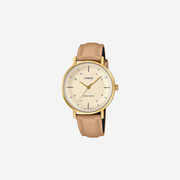 Casio Enticer LTP-VT03GL-4BDF Quartz Gold Dial Analog Brown Leather Strap Watch