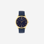 Casio Enticer MTP-SN5YGL-2A Quartz Blue Dial Analog Navy Leather Strap Watch