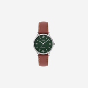 Casio Enticer Women Quartz Green Dial Analog Brown Leather Strap Watch