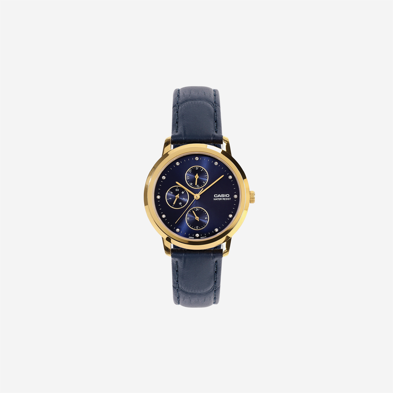 Casio LTP LTP-SN6KGL-2A Quartz Blue Dial Analog Navy Leather Strap Watch