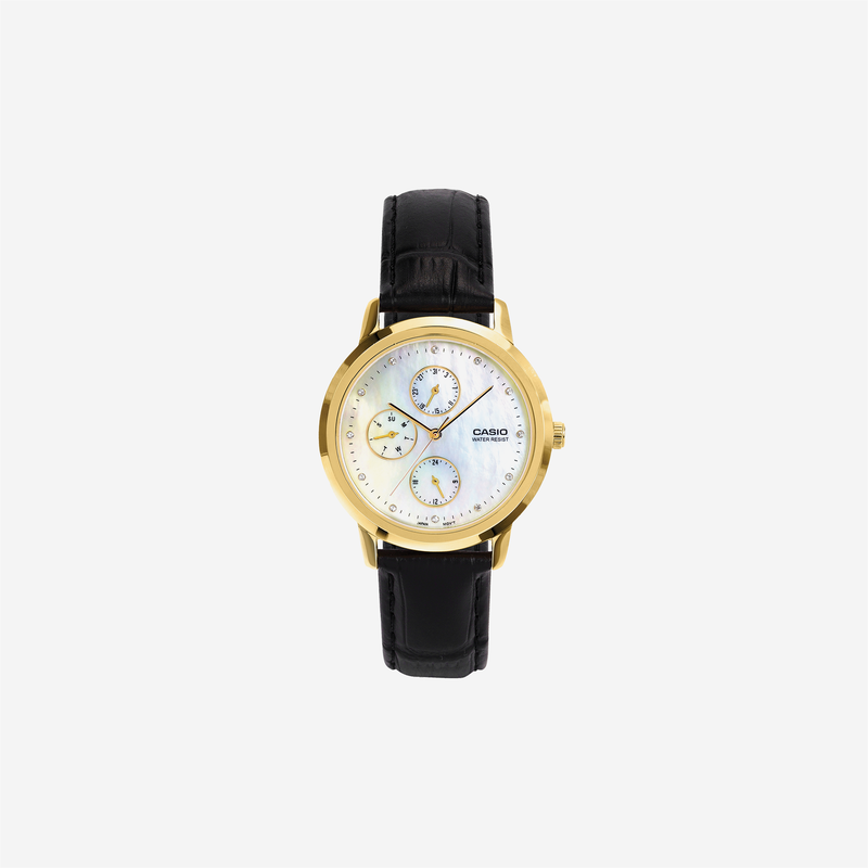Casio LTP LTP-SN6KGSL-7A Quartz White Dial Analog Leather Watch