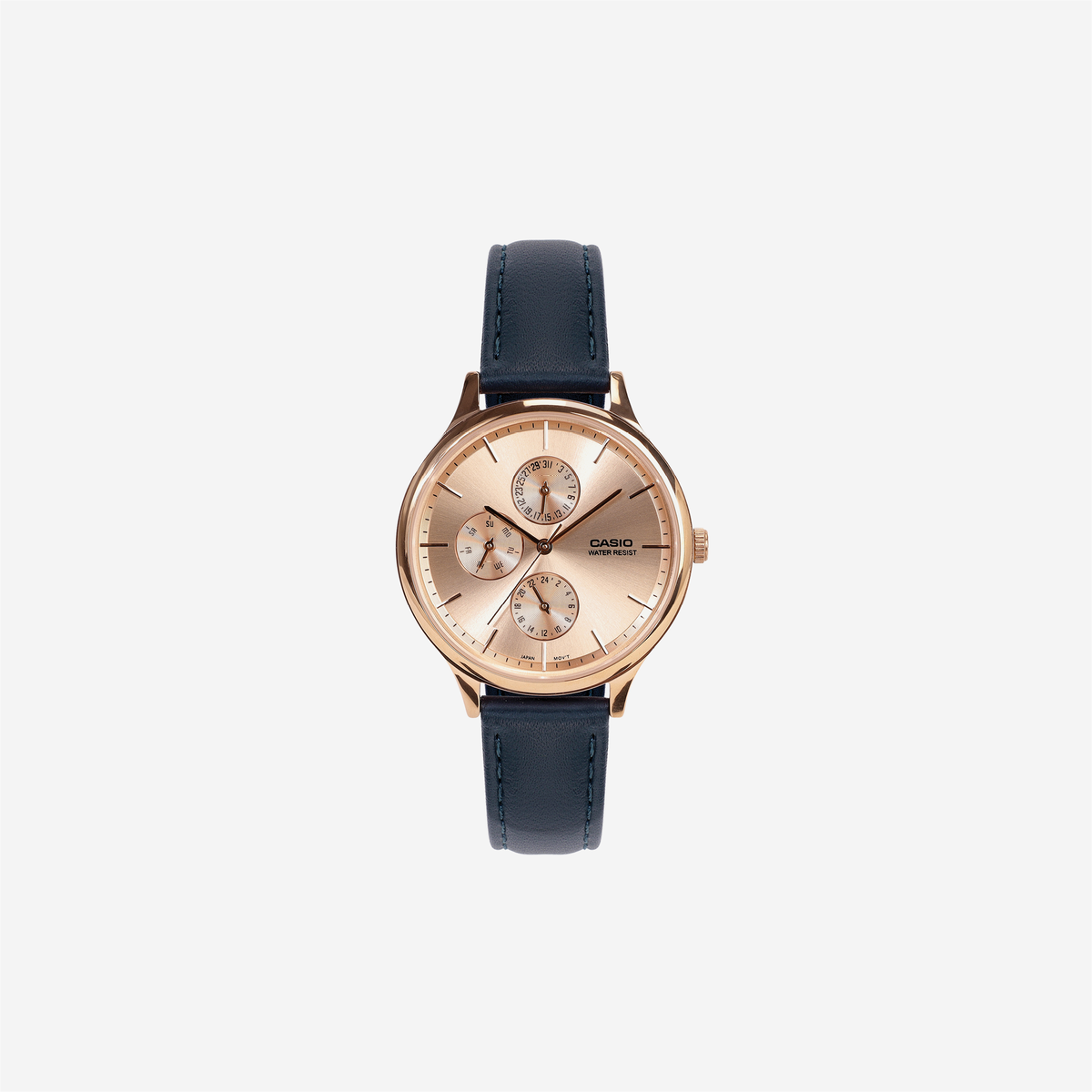 Casio Enticer LTP-SN7YRL-4A Quartz Rose Gold Dial Multi-Function Leather Watch