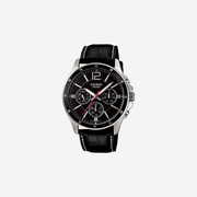 Casio Enticer MTP-1374L-1AVDF Quartz Black Dial Chronograph Leather Watch