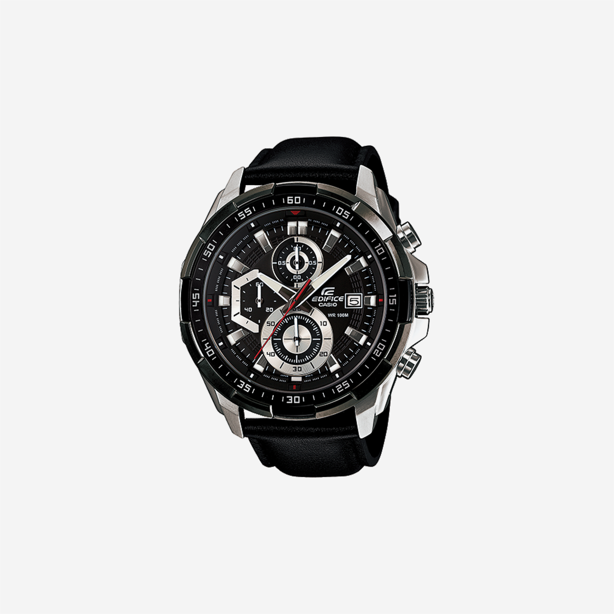 Casio Edifice EFR-539L-1AVUDF Quartz Black Dial Chronograph Leather Watch