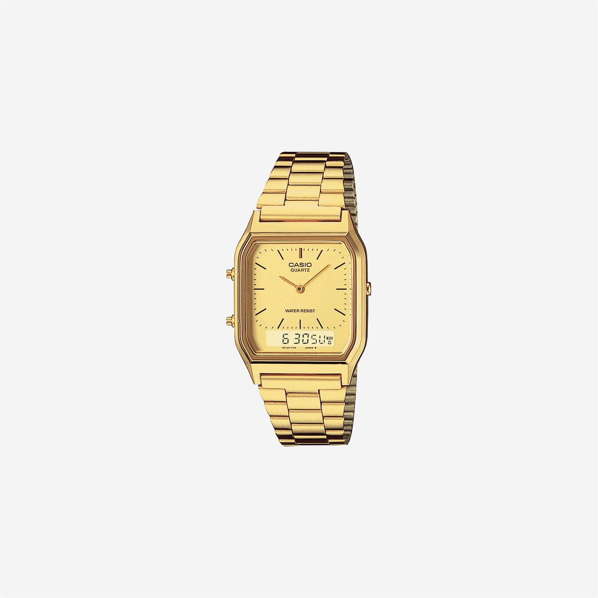 Casio Vintage AQ-230GA-9DMQD Quartz Gold Dial Analog-Digital Stainless Steel Watch