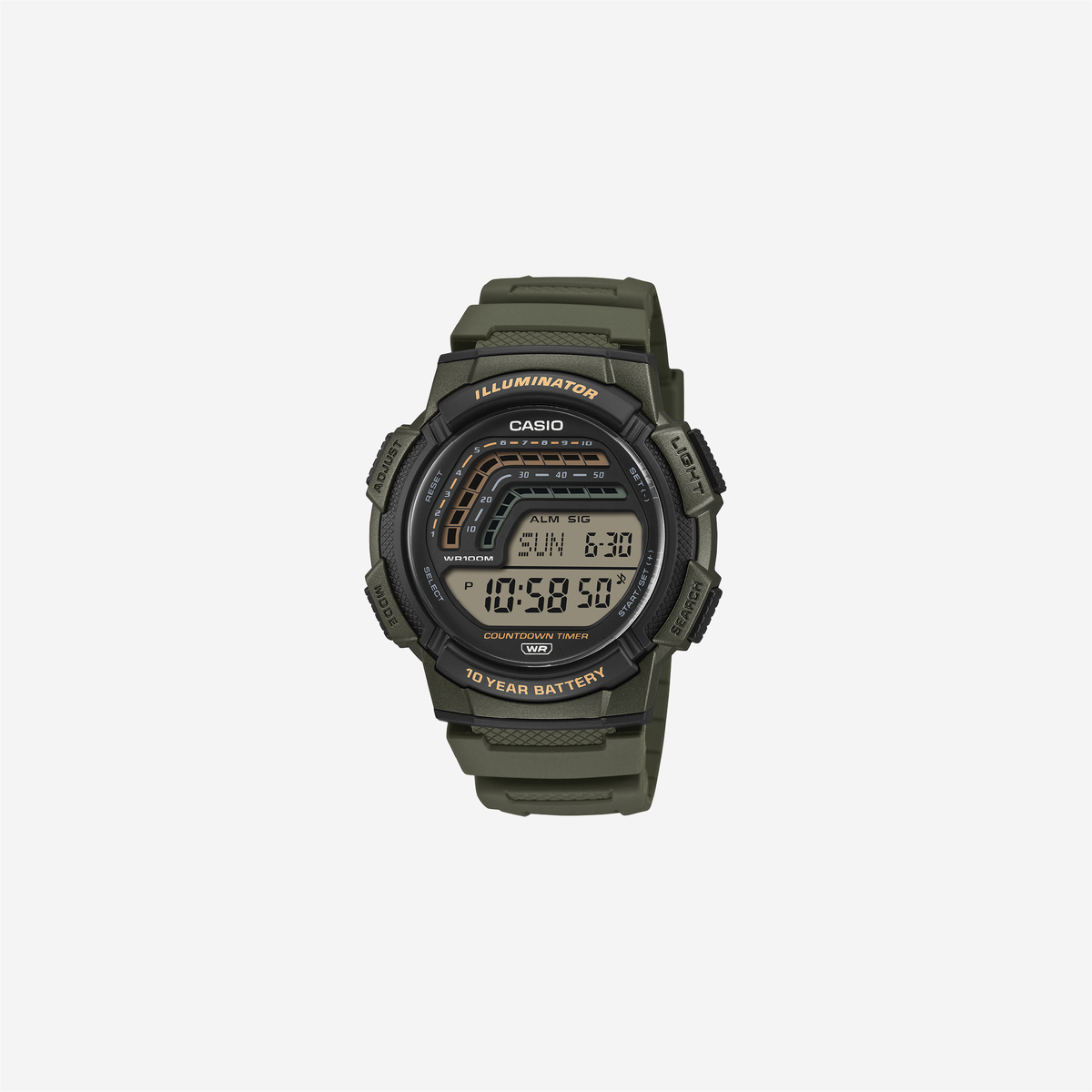Casio WS-1800-3AVDF Quartz Transparent Dial Digital Resin Watch