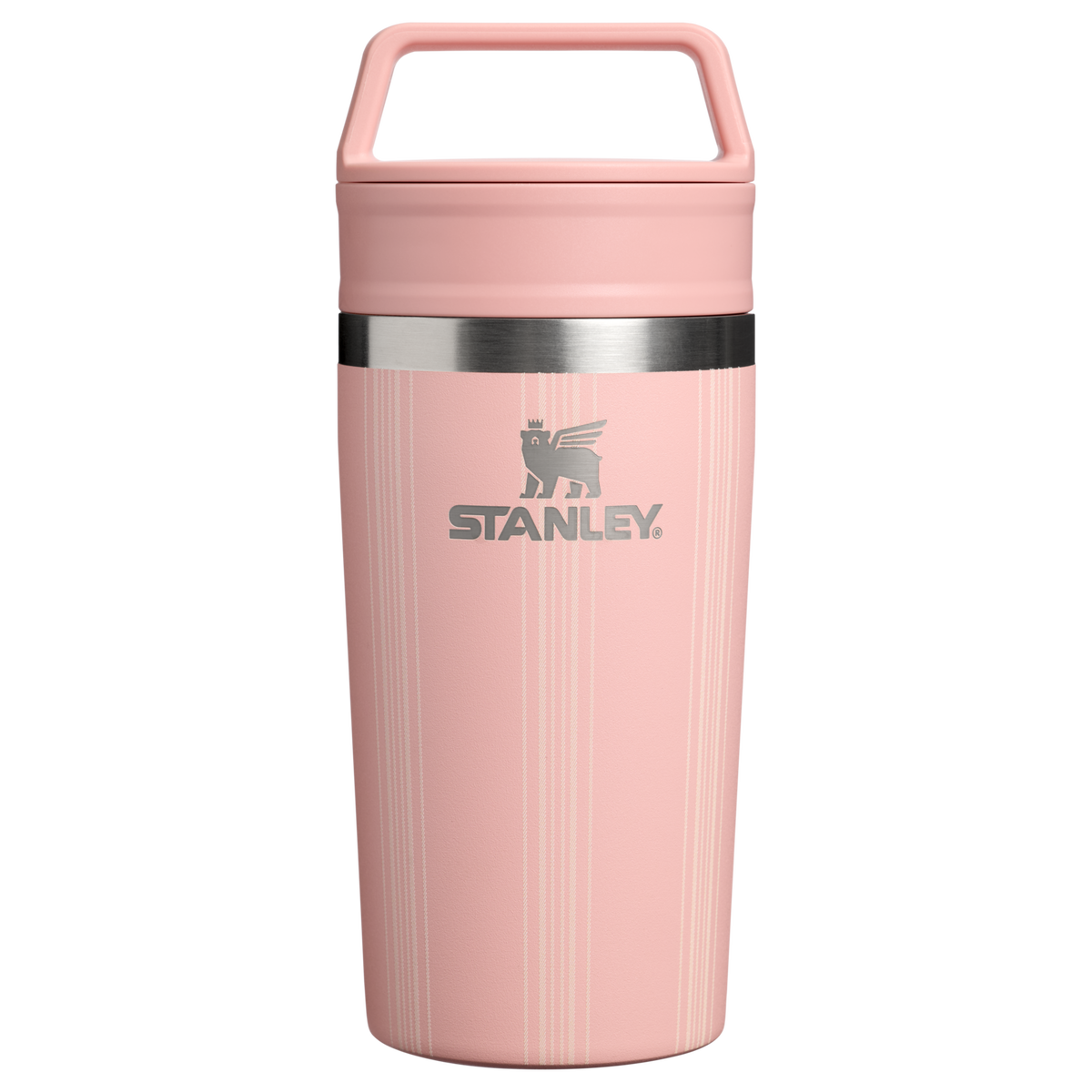The Café-To-Go Travel Mug | 12 OZ Peach Rose Picnic Stripe